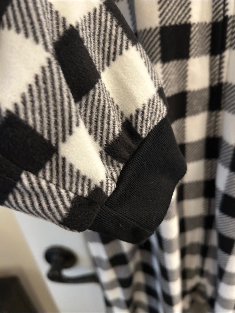 The Children's Place Black and White Buffalo Check Hooded Pajama Onesie - Picture 4 of 7